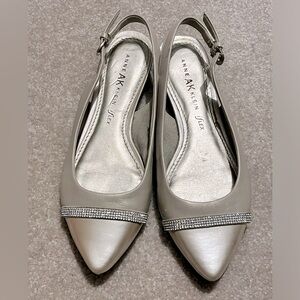 Anne Klein Sling Back Flats - Metallic / Pearl